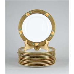 SET OF TWELVE DECORATED PLATES BY CAULDON.