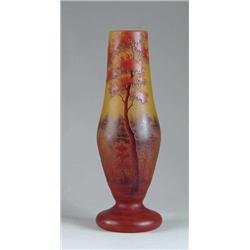 DAUM NANCY CAMEO GLASS AUTUMN SCENE VASE.