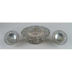 FABULOUS THREE PIECE STERLING SILVER COMPOTE SET BY HOWARD & CO.