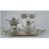 Image 1 : OUTSTANDING FIVE PIECE REPOUSSE TEA SET BY WHITING CO WITH SILVER PLATED TRAY.