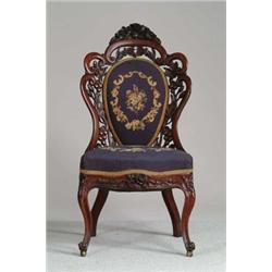 FINE LAMINATED ROSEWOOD SIDE CHAIR ATTRIBUTED TO JOHN HENRY BELTER, N.Y.C.