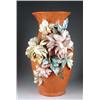 Image 1 : LARGE ART POTTERY VASE WITH APPLIED FLOWERS.
