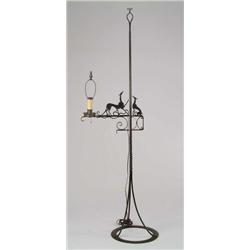 FABULOUS ARTS AND CRAFTS BRIDGE LAMP IN THE STYLE OF WILHELM DIEDERICH.