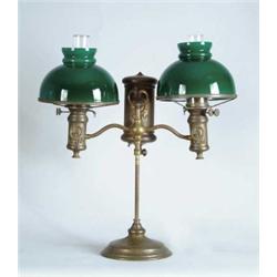 FINE BRASS DOUBLE STUDENT LAMP BY BAILEY, BANKS & BIDDLE.