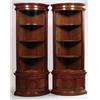 Image 1 : OUTSTANDING PAIR OF MAHOGANY GLASS DOOR BOW FRONT CORNER CABINETS.