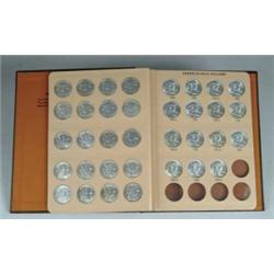 COIN: FULL SET OF 35 BRILLIANT UNCIRCULATED AMERICAN FRANKLIN HALVES.