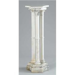 ELABORATE WHITE ALABASTER PEDESTAL.