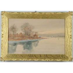 LOUIS KINNEY HARLOW (American, 1850-1930) LAKE SCENE WITH FIGURES.