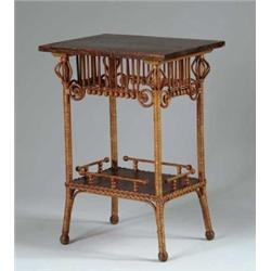 OUTSTANDING VICTORIAN ORNATE WICKER SIDE TABLE OR LAMP STAND.