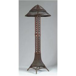 RARE LARGE ANTIQUE WICKER FLOOR LAMP.