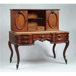 TWO PART CARVED LADIES DESK.
