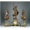 Image 1 : THREE PIECE ONYX AND BRONZED METAL CLOCK SET.