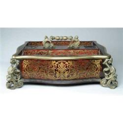 OUTSTANDING BOUELLE AND ORMOLU DECORATED DESK STAND.