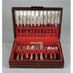 74-PIECE FLATWARE SET BY SCHOFIELD IN THE “BALTIMORE ROSE” PATTERN.