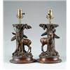 Image 1 : PAIR OF CARVED BLACK FOREST TYPE TABLE LAMPS.