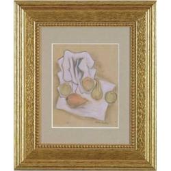 MARSDEN HARTLEY (American, 1877-1943) STILL LIFE WITH APPLES AND PEARS.  