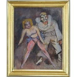 WALTER FRANCIS KUHN (American, 1877-1949) “CLOWN AND SHOWGIRL”.
