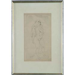 WALTER FRANCIS KUHN (American, 1877-1949) NUDE SKETCH.