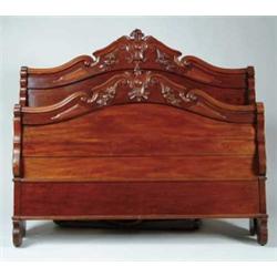 WALNUT VICTORIAN CARVED BED.
