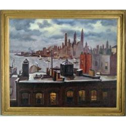 JOHN WILLIAM KENNEDY (American, 1903) STORMY NEW YORK SKYLINE.