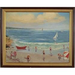 LAWRENCE BEN WRIGHT (American, 1947-) SUMMER AT THE BEACH.