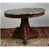 Image 1 : OUTSTANDING MAHOGANY ROUND MARBLE TOP CENTER TABLE WITH CARVED SWANS.