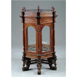 INTERESTING INLAID MECHANICAL TABLETOP DISPLAY CABINET.
