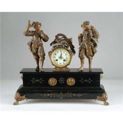 FIGURAL HUNTER MANTEL CLOCK.