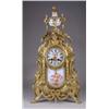 Image 1 : FANCY BRASS AND PORCELAIN MANTLE CLOCK.