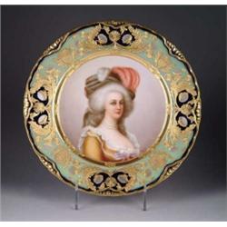ROYAL VIENNA PORTRAIT PLATE OF MARIE ANTOINETTE SIGNED WAGNER.