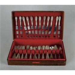 61-PIECE FLATWARE SET BY SCHOFIELD IN THE “BALTIMORE ROSE” PATTERN.