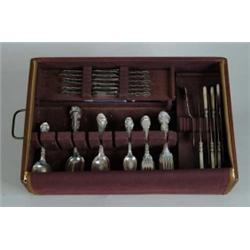 66 PIECE STERLING SILVER FLATWARE SET BY GORHAM IN THE STRASBOURG PATTERN.