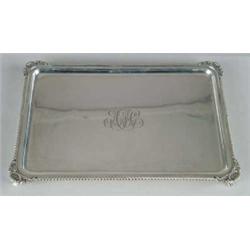 STERLING SILVER FOOTED RECTANGULAR TRAY.