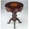 Image 1 : FANCY ROSEWOOD CARVED ROUND STAND WITH INLAID TOP.