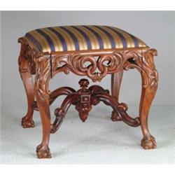 OUTSTANDING ROSEWOOD BALL AND CLAW FOOT FOOTSTOOL.