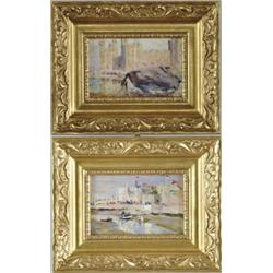 ELIZABETH WENTWORTH ROBERTS (American, 1871-1927) PAIR OF CARNARVON CASTLE VIEWS.