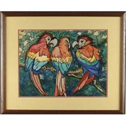 JANE PETERSON (American, 1876-1965) THREE MACAW’S.