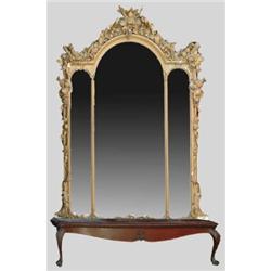 LARGE GESSO DECORATED PIER MIRROR.