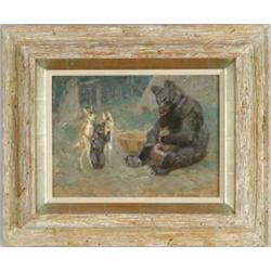 EDWIN W. DEMING (American, 1860-1942) “THE BEAR AND FAWNS”.