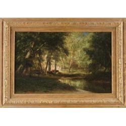 HENDRIK-DIRK KRUSEMAN VAN ELTON (American, 1829-1904) “POOL IN THE WOODS”.