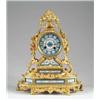 Image 1 : FRENCH STYLE ORMOLU AND HAND PAINTED PORCELAIN MANTLE CLOCK.