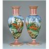 Image 1 : PAIR OF FINE HAND PAINTED MILK GLASS MANTLE VASES.