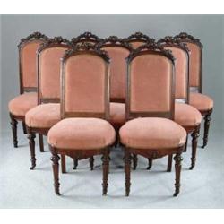 OUTSTANDING SET OF NINE CARVED VICTORIAN DINING CHAIRS.