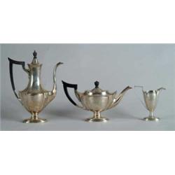 THREE PIECE PARTIAL STERLING TEA SERVICE BY GORHAM.