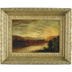 AARON DRAPER SHATTUCK (American, 1832-1928) NEW YORK SUNSET LANDSCAPE.