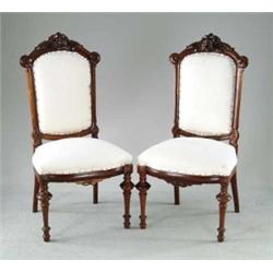 PAIR OF CARVED ROSEWOOD SIDE CHAIRS.