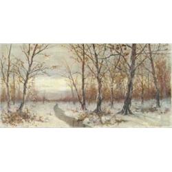 JOSEPH RODEFER DECAMP (American, 1858-1923) WOODLAND WINTER SCENE.