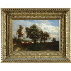 FREDERICK RONDEL (American, 1826-1892) “LANDSCAPE PASTORAL”.