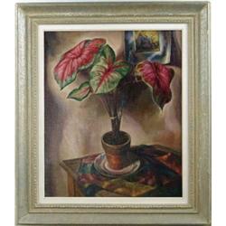 FRANK C. KIRK (American, 1889-1963) “TROPICAL LEAVES” OR “GERANIUM”.