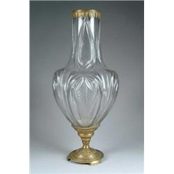 FINE GLASS AND BRONZE VASE.